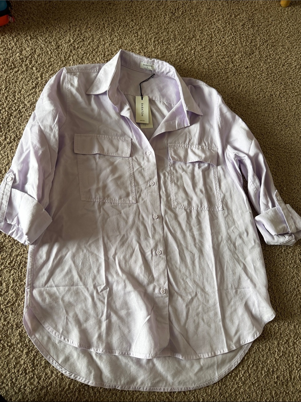 Babaton Light Lavender Button-Down Utility Shirt
